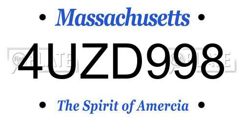 4UZD998 Massachusetts License Plate