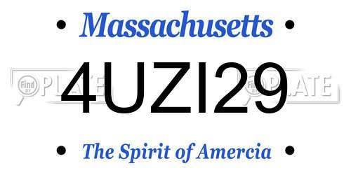 4UZI29 Massachusetts License Plate