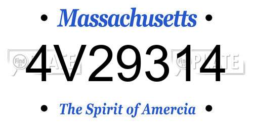 4V29314 Massachusetts License Plate