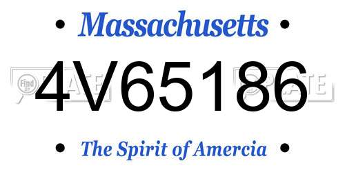4V65186 Massachusetts License Plate