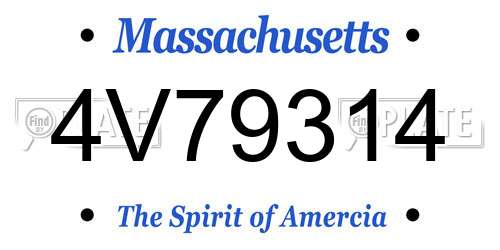 4V79314 Massachusetts License Plate
