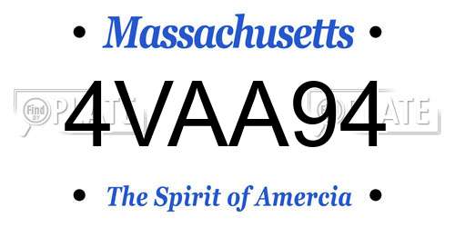 4VAA94 Massachusetts License Plate