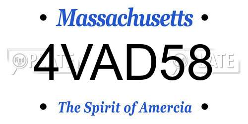 4VAD58 Massachusetts License Plate