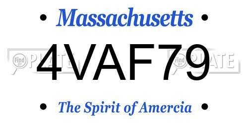4VAF79 Massachusetts License Plate