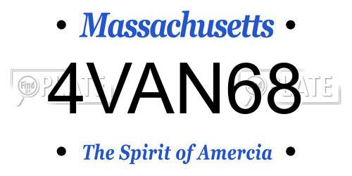 4VAN68 Massachusetts License Plate