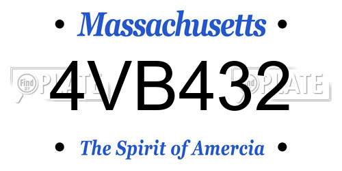 4VB432 Massachusetts License Plate