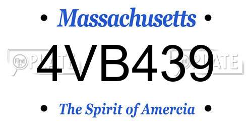 4VB439 Massachusetts License Plate