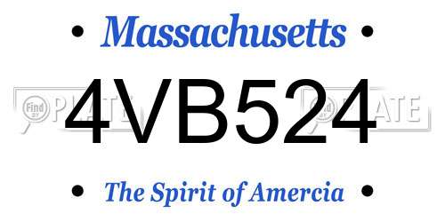 4VB524 Massachusetts License Plate