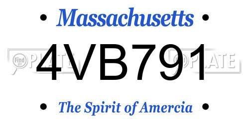 4VB791 Massachusetts License Plate