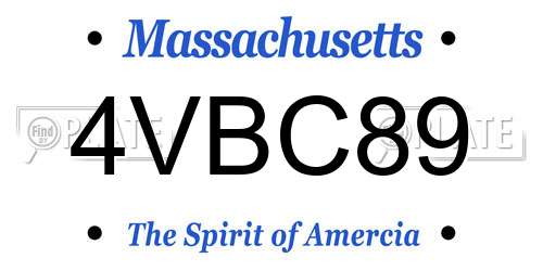 4VBC89 Massachusetts License Plate