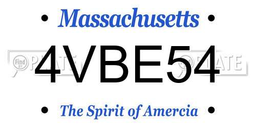 4VBE54 Massachusetts License Plate