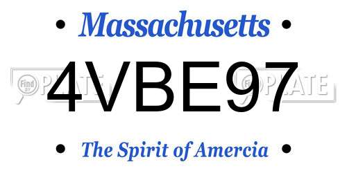 4VBE97 Massachusetts License Plate