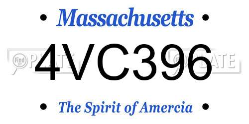 4VC396 Massachusetts License Plate