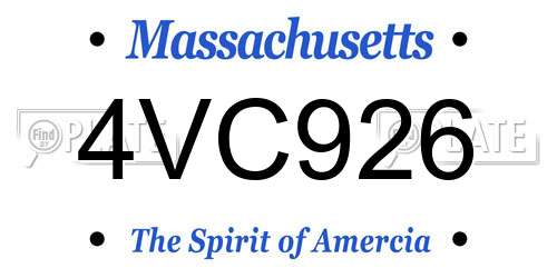4VC926 Massachusetts License Plate