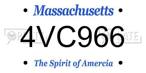 4VC966 Massachusetts License Plate