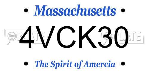 4VCK30 Massachusetts License Plate