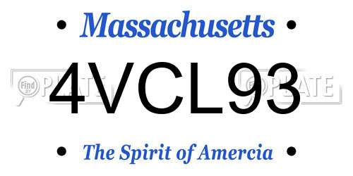 4VCL93 Massachusetts License Plate