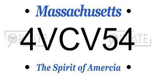 4VCV54 Massachusetts License Plate