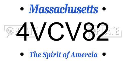 4VCV82 Massachusetts License Plate
