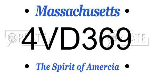4VD369 Massachusetts License Plate