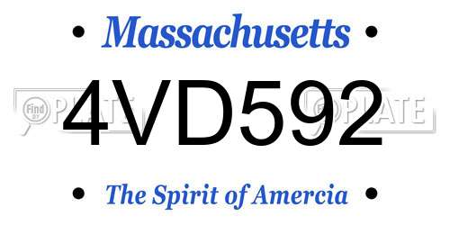 4VD592 Massachusetts License Plate