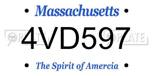4VD597 Massachusetts License Plate