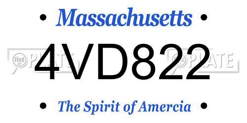 4VD822 Massachusetts License Plate
