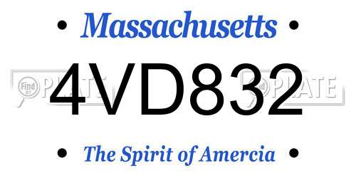 4VD832 Massachusetts License Plate