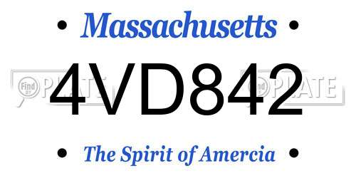 4VD842 Massachusetts License Plate
