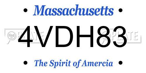 4VDH83 Massachusetts License Plate