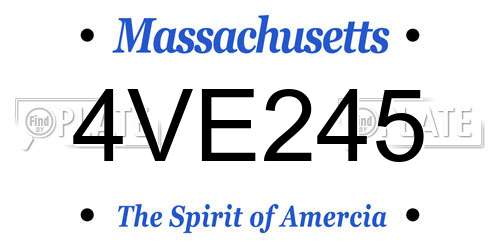 4VE245 Massachusetts License Plate