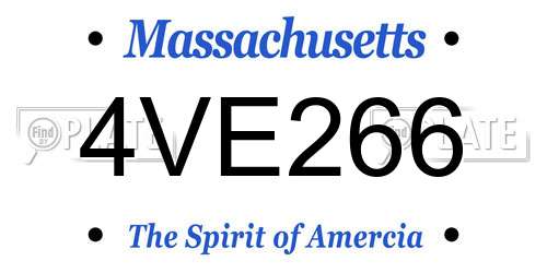 4VE266 Massachusetts License Plate