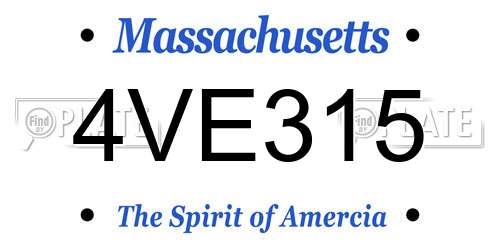 4VE315 Massachusetts License Plate