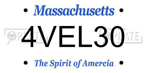 4VEL30 Massachusetts License Plate