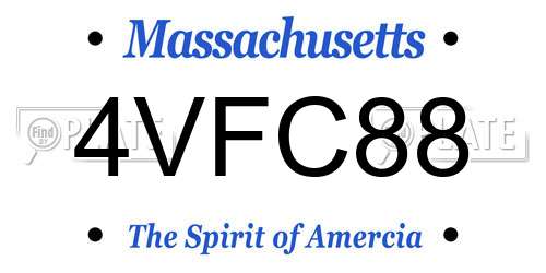 4VFC88 Massachusetts License Plate