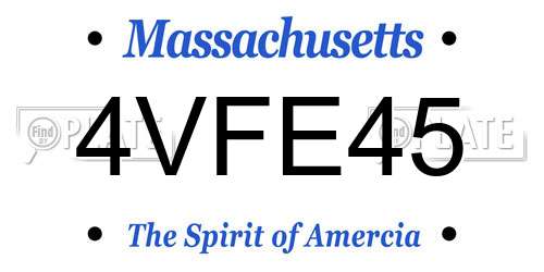 4VFE45 Massachusetts License Plate