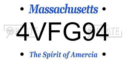 4VFG94 Massachusetts License Plate