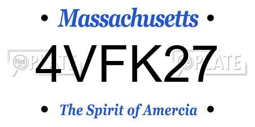 4VFK27 Massachusetts License Plate