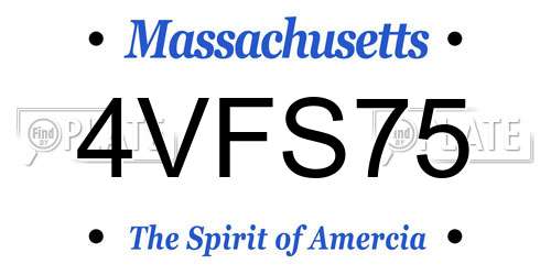 4VFS75 Massachusetts License Plate