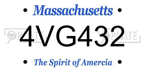 4VG432 Massachusetts License Plate
