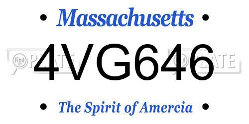 4VG646 Massachusetts License Plate