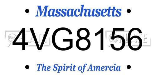 4VG8156 Massachusetts License Plate