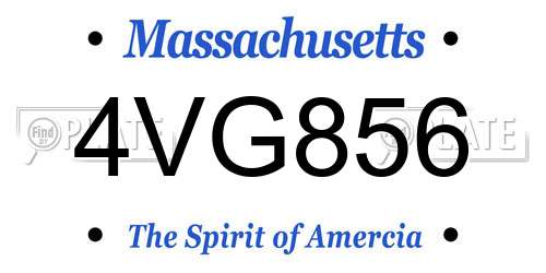 4VG856 Massachusetts License Plate