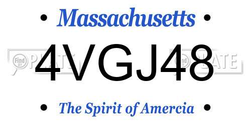 4VGJ48 Massachusetts License Plate