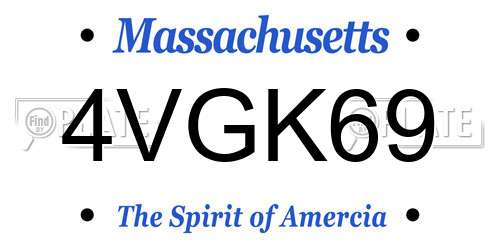 4VGK69 Massachusetts License Plate
