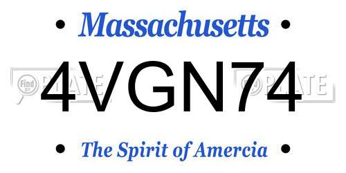 4VGN74 Massachusetts License Plate