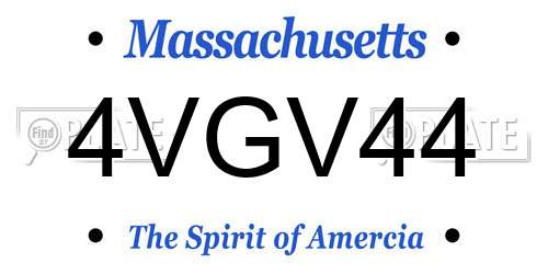 4VGV44 Massachusetts License Plate
