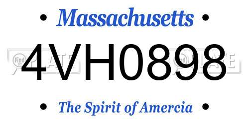 4VH0898 Massachusetts License Plate