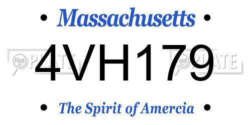 4VH179 Massachusetts License Plate