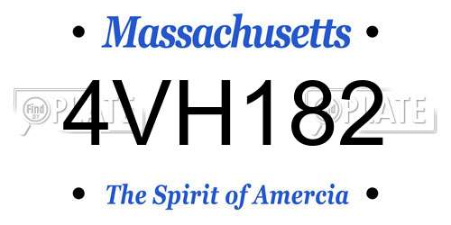 4VH182 Massachusetts License Plate